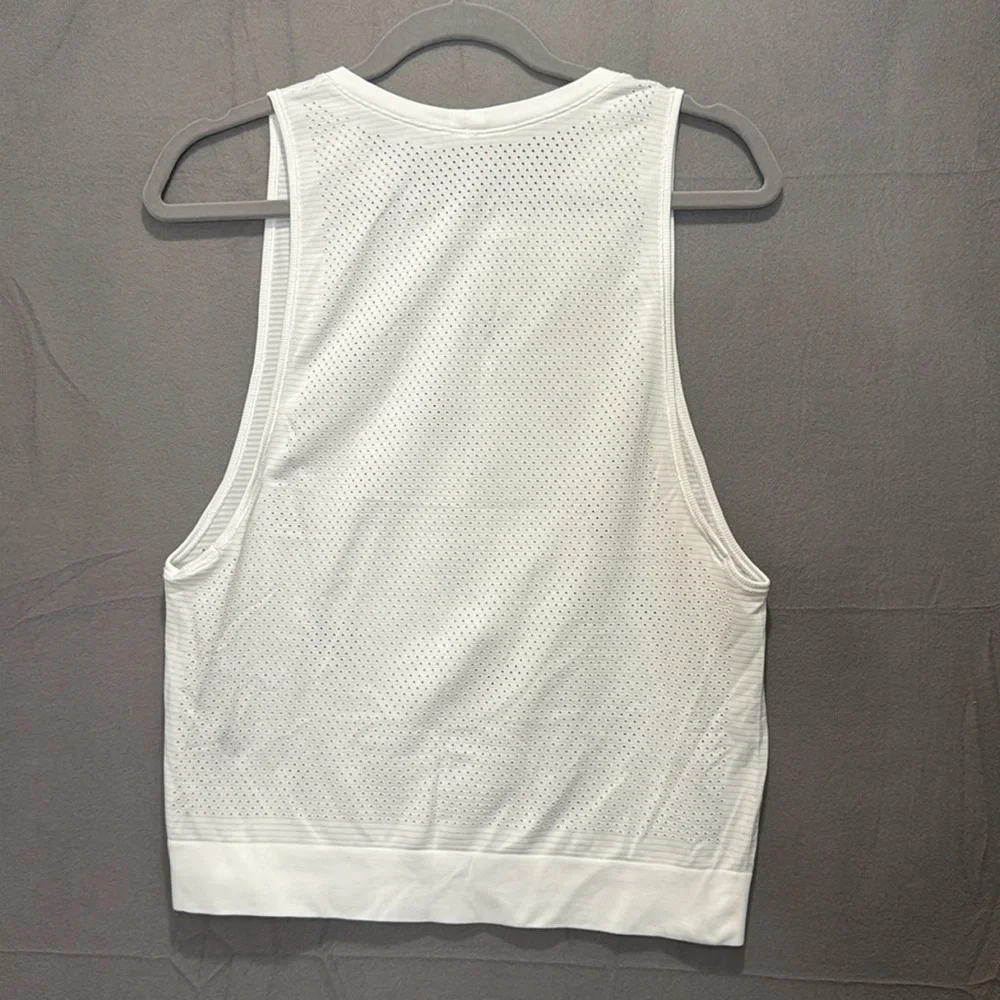 Lululemon Athletica White Sleeveless Crop Muscle Tee